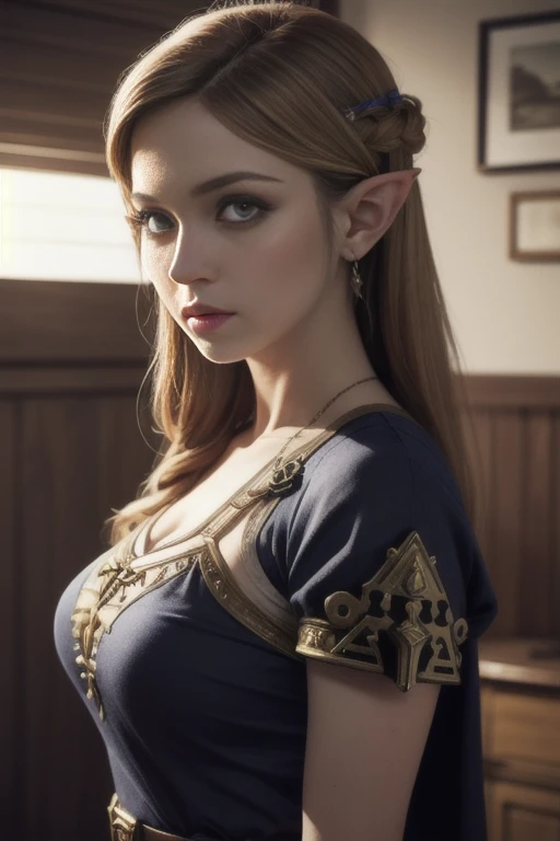 Extremely realistic shading, masterpiece, extremely detailed, photorealistic, Princess Zelda,