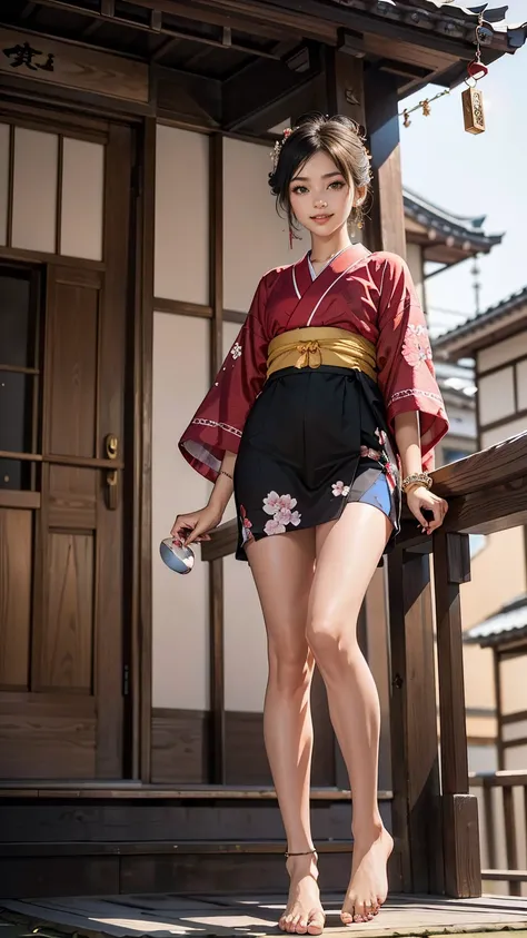 ((最high quality, 8K, masterpiece: 1.3, ultra hd, high quality, 最high quality, High resolution, realism)) 、Beautiful Japan woman at 22 years old、hair color is black、straight hair、smile、Slender but well-proportioned muscular body、Athlete-like figure、i don&#3...