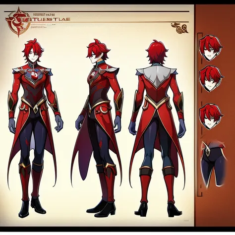 concept art , human male adult  , red wearing jester clothing , full body