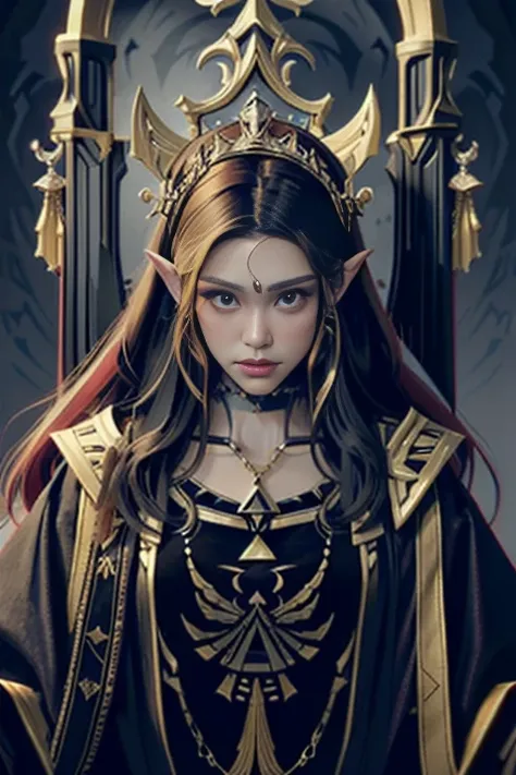 Extremely realistic shading, extremely detailed, photorealistic, lore accurate, Princess Zelda, in the throne,