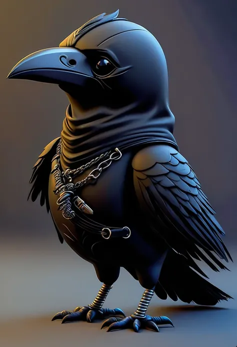 The crow&#39;s beak is black, the crow&#39;s pointed beak is black, the simple and simple cartoon style creates a vibrant dark fantasy, very cute ninja doll, the crow&#39;s pointed beak is black (Don&#39;t have a bottom seat)stunning artwork