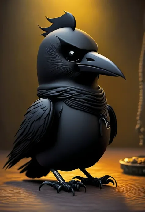 The crow&#39;s beak is black, the crow&#39;s pointed beak is black, the simple and simple cartoon style creates a vibrant dark fantasy, very cute ninja doll, the crow&#39;s pointed beak is black (Don&#39;t have a bottom seat)stunning artwork