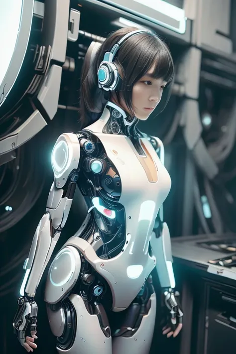 (realistic:1.4), (Raw photo),table top, highest quality, very detailed, (realistic:1.4), (8K, 4k, highest quality, High resolution, 超High resolution:1.1), 8K portrait,1 girl, Japanese アンdroid gid,Plump , announcer,Control panel,アンdroid,droid,view audience,...