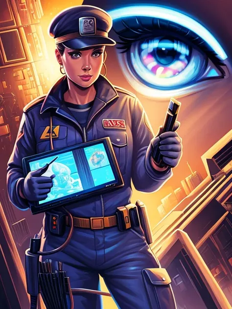 Digital painting, 4k, Babes comic, CCTV technician