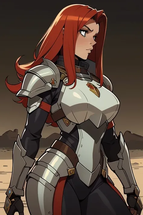 uma mulher em armadura, Rainha ruiva em armadura vermelha pesada, female redhead templar, Retrato do Paladino Feminino, armadura vermelha, da armadura, retrato cavaleiro feminino, gorgeous female paladin, epic RPG portrait, feminino, arte estilo fada shepa...