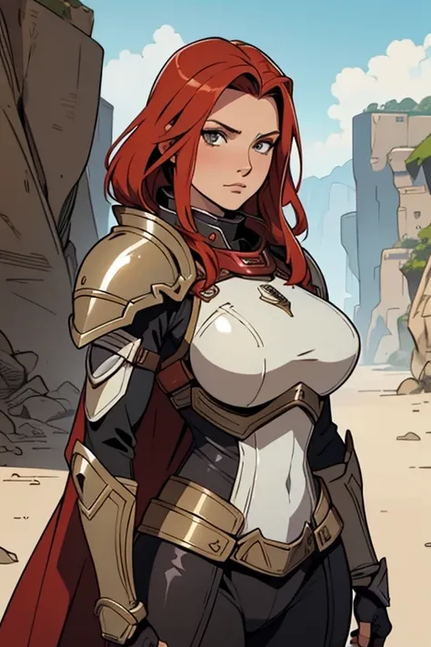 uma mulher em armadura, Rainha ruiva em armadura vermelha pesada, female redhead templar, Retrato do Paladino Feminino, armadura vermelha, da armadura, retrato cavaleiro feminino, gorgeous female paladin, epic RPG portrait, feminino, arte estilo fada shepa...