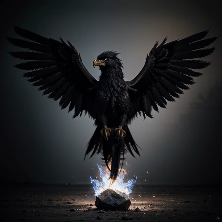 a strong image of a black phoenix