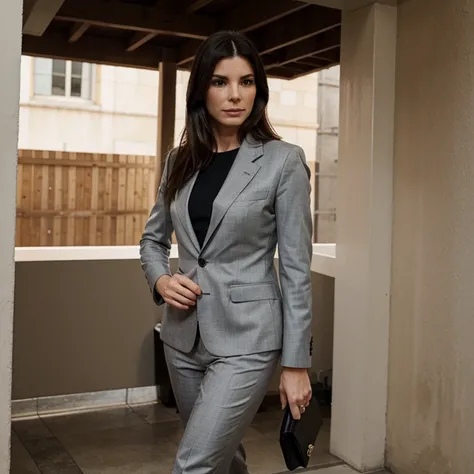 Sandra Bullock dressed in an elegant suit