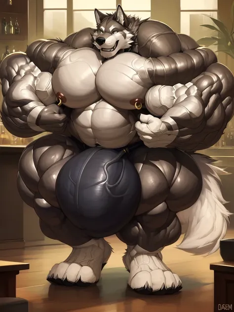 4k, high resolution, best quality, perfect lightning, perfect shadows, solo, anthro, young, boy,tall white wolf:2.0, furry body, (fluffy mane:1.2), fluffy tail, male, adult, (bulky2:0, thick muscles2:0, huge muscles:2.0, hyper muscles:2.0), (thick biceps, ...