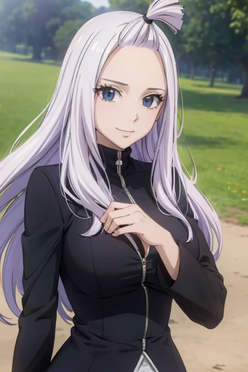 (best quality,4k,8k,highres,masterpiece:1.2),ultra-detailed,realistic,photorealistic:1.37, Mirajane Strauss with a beautiful smile wearing a black blazer dress 