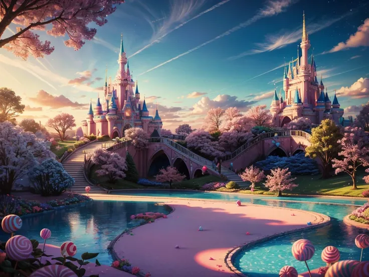 candyland,playful,whimsical,dreamlike,colorful,sweet,tasty,enchanting,fantasy world,cotton candy clouds,lollipop trees,sparkling sugar,delicious treats,fairytale landscape,magic kingdom,never-ending candies,sugar-coated dreams,edible wonderland,candy-fille...