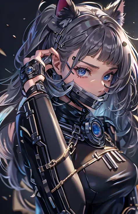 ((highest quality)), ((masterpiece)), (get used to it), perfect face , beautiful girl , Cat ear , black panther ,