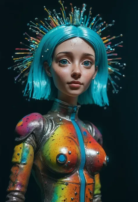 8K, ARTISTIC photogrAphy, best quAlity, mAsterpiece: 1.2), A (potrAit:1.2) Don Bluth Style  ASTRONAUT nude  Toon Doll, full body RAW candid cinema, cyan hair, 16mm, color graded portra 400 film, remarkable color, ultra realistic, sad admosphere, dark light...