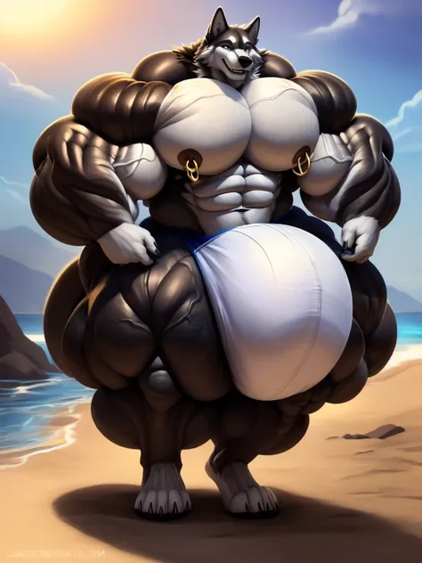 4k, high resolution, best quality, perfect lightning, perfect shadows, solo, anthro, young, boy,white wolf:2.0, furry body, (fluffy mane:1.2), fluffy tail, male, adult, (bulky2:0, thick muscles2:0, huge muscles:2.0, hyper muscles:2.0), (thick biceps, veiny...