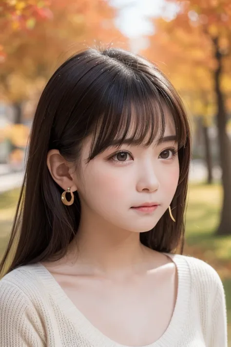 one girl, (a beauty girl, Delicate girl:1.3), (13 years old:1.3),
break, (Tree-lined avenue in autumn:1.2), (cardigan:1.2),
break, very fine resolution, (symmetrical eyes:1.3),
break, small breasts, brown eyes, parted bangs, brown hair,  girl,
break, (Eye ...