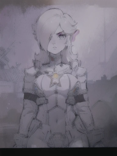 a milf rosalina in a space suit with a star on her chest, star guardian inspired, portrait of a curvy female anime hero, outlined!!!, line art!!, female protagonist, concept art!!, detailed fanart, body suit armor girl, 