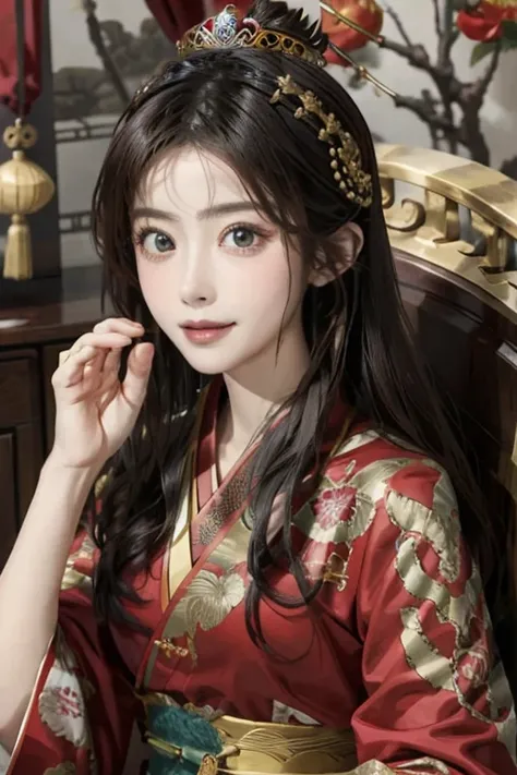 ((highest quality)), ((masterpiece)), (be familiar with), perfect face、perfect proportions、
Satomi Ishihara、ancient China衣装、luxurious ornaments、Red clothes、Queen、ancient China、palace、Crown、ancient China宮廷衣装、luxury accessories、Hanfu、ancient ChinaQueen、Benka...