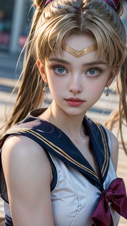 ((Masterpiece)), (Best Quality), (Ultra Detailed), ((Very Detailed)), 4K, (8K), Sailor Moon, Long Blonde Hair, Double Ponytail, Sailor Moon Aesthetics, Dream Core,