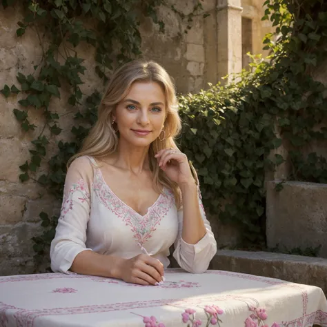 (wide angle shot), documentary photo of a 70 year old European elder woman, athletic body, realistic hands, in sassi_di_matera, standing outdoor in the town of Matera, 1woman, (solo woman), ((full body portrait)), red lips, mature women, cosmetic, big eyes...