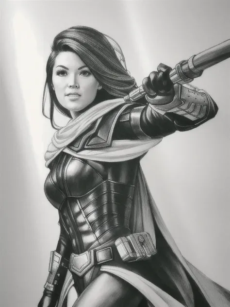 Charcoal pencil drawing, realistic drawing, black and white drawing, 4K, Best quality, a black and white drawing of a woman dressed as a superhero, extremely detailed artegerm, drawn in the style of artegerm, artegerm jsc, artegerm Greg rutkowski _ Greg, C...