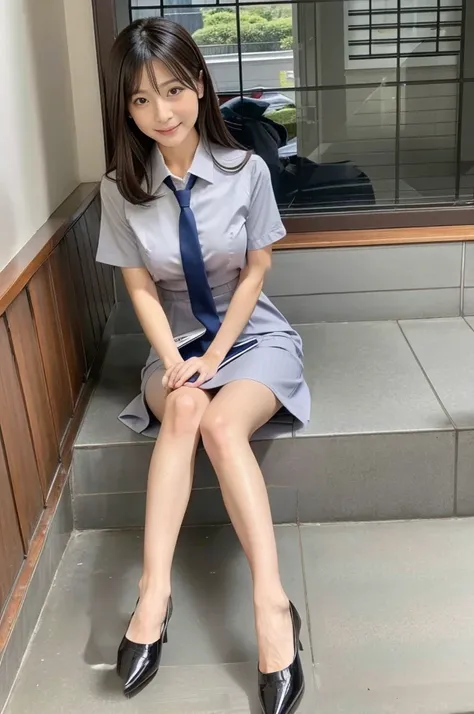 Japanese beauty、A slip is visible from under her office uniform., Not wearing a skirt, business clothes, woman wearing office dress, Work clothes, Work clothes, catalog photo, from me, Detailed image, business clothes装, Image Center, grey, Slip is visible、...