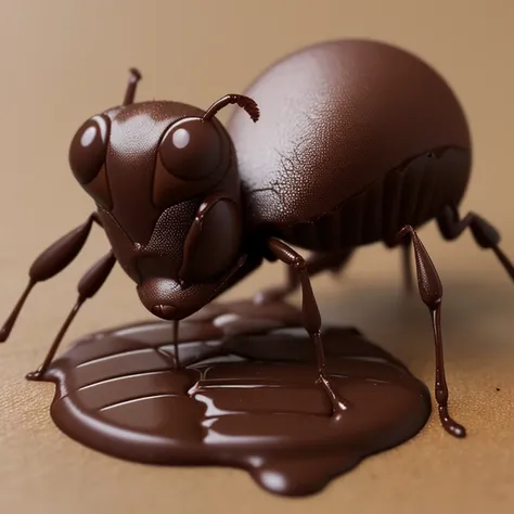 A kawaii chocolate Ant eating chocolate