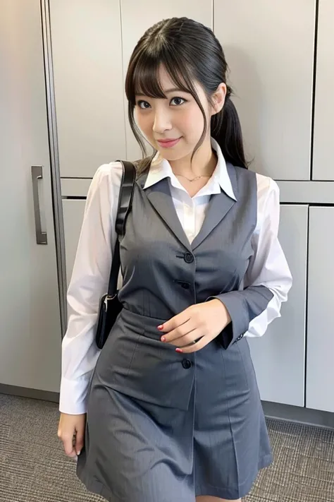 Japanese beauty、A slip is visible from under her office uniform., Not wearing a skirt, business clothes, woman wearing office dress, Work clothes, Work clothes, catalog photo, from me, Detailed image, business clothes装, Image Center, grey, Slip is visible、...