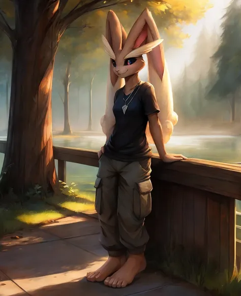 fog, lopunny_ears, (white_pupils, black sclera), 1 girl, counter shading, volumetric lighting, necklace, (in a black t-shirt wit...