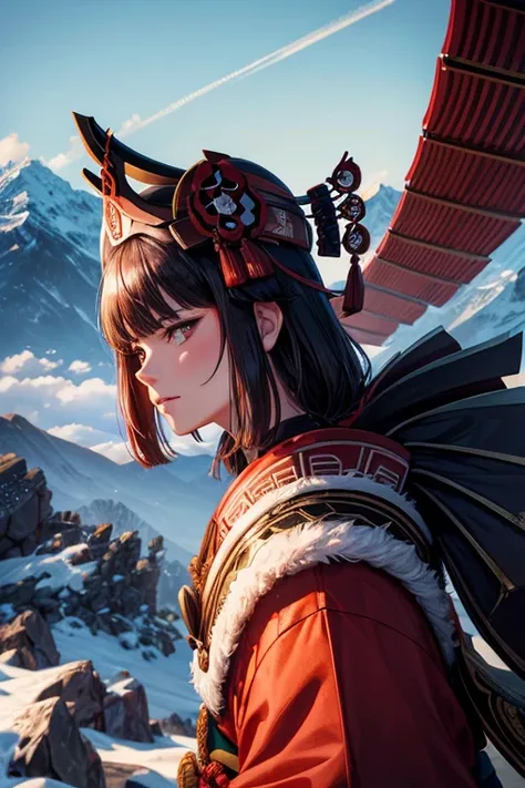 A Shogun,Detail Face,Cinematic Photo,Mountain