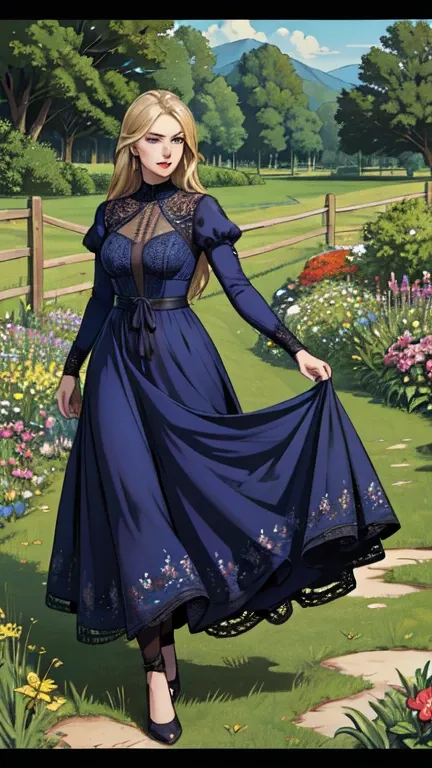 masterpiece,extremely beautiful woman,highly detailed beautiful face,big eyelahes,minimum waist,maxi fence dress, tights,straight blonde hair,excellent sense,American Comics,(((The Perfect One Woman))),(((one person))),colorful,highly detailed body,florish...