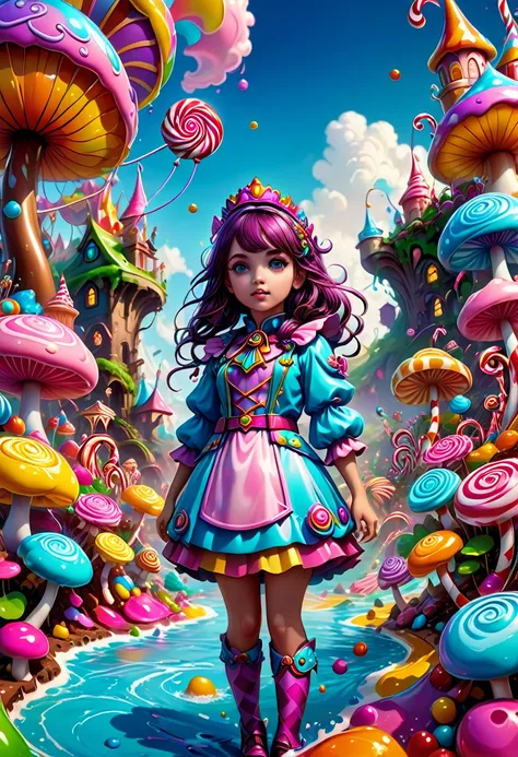 1girl, Candyland, aesthetic, A candy wonderland with pride colors. detailed matte painting, deep color, fantastical, intricate detail, splash screen, complementary colors, fantasy concept art, 8k resolution trending on Artstation Unreal Engine 5