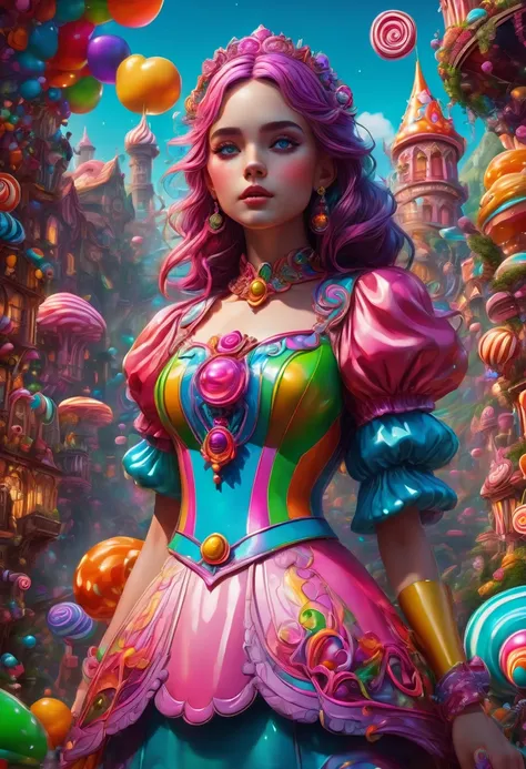 1girl, Candyland, aesthetic, A candy wonderland with pride colors. detailed matte painting, deep color, fantastical, intricate detail, splash screen, complementary colors, fantasy concept art, 8k resolution trending on Artstation Unreal Engine 5