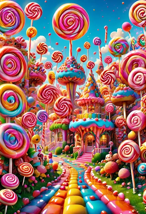 candyland, best quality, masterpiece, very aesthetic, perfect composition, intricate details, ultra-detailed, by lisa frank