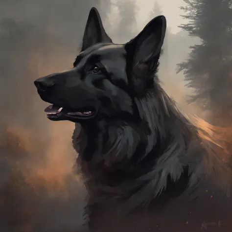 dark color german shepherd, with long hair --ar 3:2 