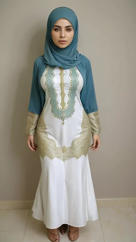 (Imagem realista) linda mulher Mussoumana, with mushuman clothes beautiful appearance((wearing islamic clothing)), imagem perfeita, imagem completa 