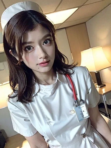 1 girl,(wearing white nurse clothes:1.2),(raw photo, highest quality), (realistic, photo-realistic:1.4), masterpiece, very delic...