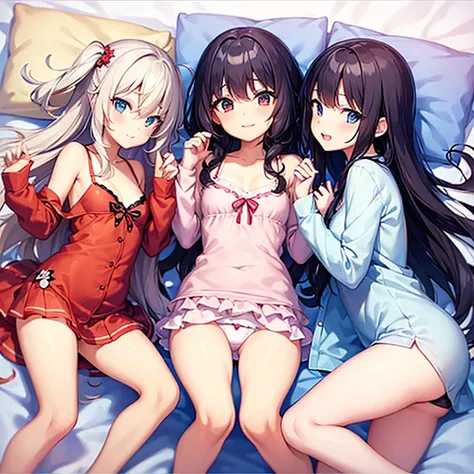 3 anime girls in revealing pjamas 