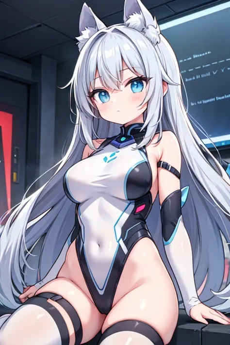 transformation heroine　cyber-　　leotard　gray hair　