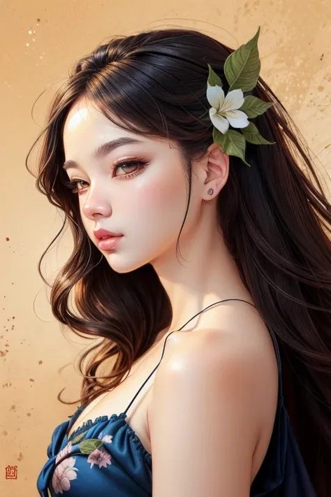 close-up of a woman with long hair and a dress, artgerm and ati gailan, beautiful digital artwork, adorable digital paintings, c...