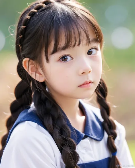 highest quality, masterpiece, 
Close-up of a young girl with long hair and braids, cute natural anime face, Cute portrait - well-groomed face, cute realistic portrait, Cute girl - well-groomed face, amazing anime face portraits, Gwaites style artwork, Beau...