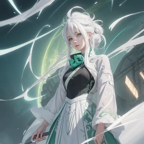 Anime girl with white hair and green eyes, detailed digital anime art, anime style 4k, white haired god, Anime Art Wallpaper 4K, anime art wallpaper 4k, Best Anime 4K Kona-chan Wallpaper, anime art wallpaper 8k, detailed anime artwork, detailed anime art, ...