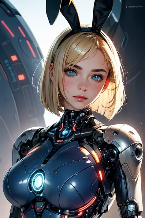 Realistic, 14 year old girl, smile face, skin realism, big breasts,(1girl in:1.5),(cybernetic body:1.5),(Highest image quality, excellent details, Ultra-high resolution, (Realism: 1.4), The best illustrations, favor details, One girl highly condensed,(pres...