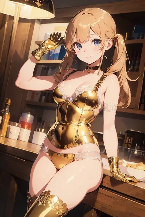 (masterpiece:1.8),(highest quality:1.8),(Super detailed:1.8),(8K:1.8),(Ultra-fine illustration:1.5),pretty girl,sisters,skinny,small ass,straight twin tails,flat chest,small breasts,(Shiny metallic gold,lace panties),,Gold Corset,choker,Gold Long Gloves,go...