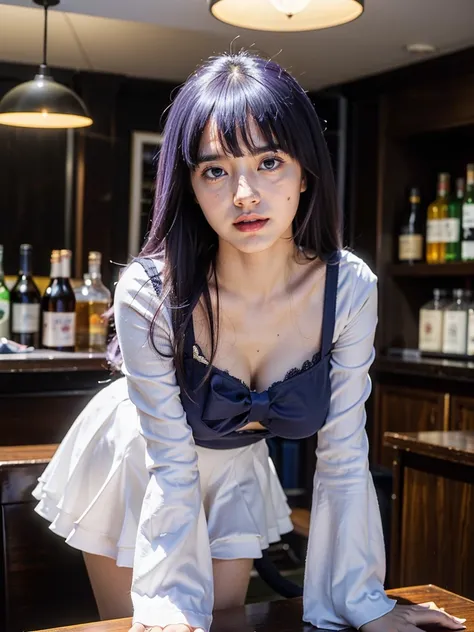 (1 lady), (Best quality at best:1.4), (ultra - detailed), (extremely detailed CG unified 16k), A Beautiful Woman with Perfect Figure: 1.4, Sharp Focus: 1.2, purple hair, very detailed, High-definition RAW color photo, professional photoshooting, amazing fa...