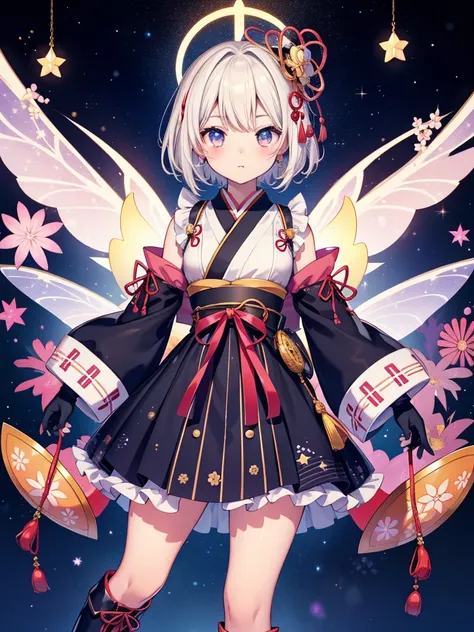 1girl、vtuber-fullbody、star fairy、masterpiece、official art、super detailed、super beautiful、かわいいstar fairy、white straight short hai...