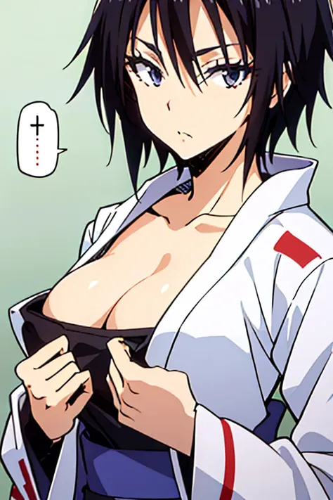 sakaguchihinata(ttigraas), black hair, large breast, cleavage, (japanese clothes, yukata:1.5), upper body