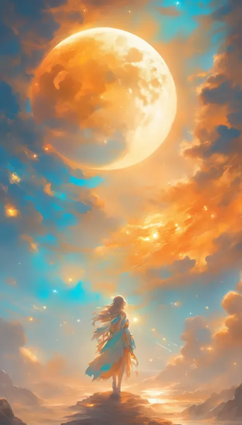 In the midst of a celestial dance between the Sun and the Moon, the Yin Yang symbol emerges as the focal point. The scene is bathed in a surreal atmosphere, with the Sun emitting vibrant rays of golden light and the Moon casting a cool, ethereal glow. The ...