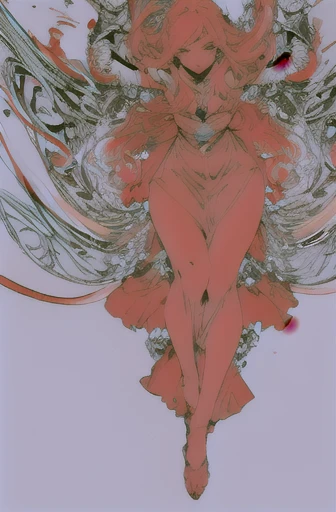 leaning front with hands out in the air,from upper view,(masterpiece, highest quality, official art:1.2), (flat color:1.5),(colorful),looking at the viewer,1 girl,alone, white background, ,(2D:1.5) ,NSFW, see through dress,translucent dress