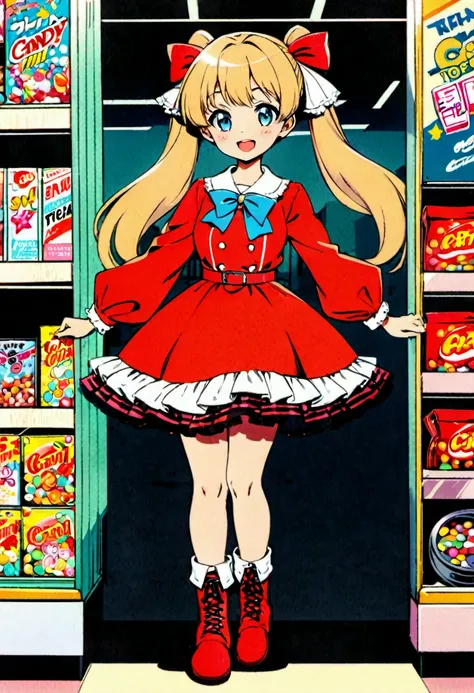 Candy Candy by Toei Animation, detailed art style, vintage aesthetic, emotional melodrama, inspired by Keiko Nagita and Yumiko Igarashis original manga, in a midnight convenience store, Candy Candy by Toei Animation, detailed art style, vintage aesthetic, ...