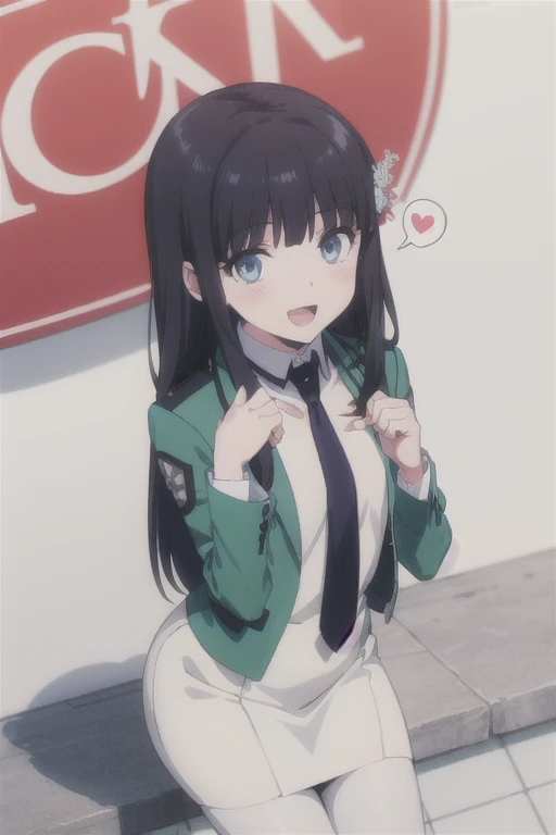 1 girl, alone, masterpiece, highest quality, 
The Irregular at Magic High School, Miyuki Shiba, shiba miyuki, black eye, blue eyes, tsurime, eyelash, black hair, long hair, princess cut, straight hair, dull bangs, blunt end, side lock, hair ornaments, snow...